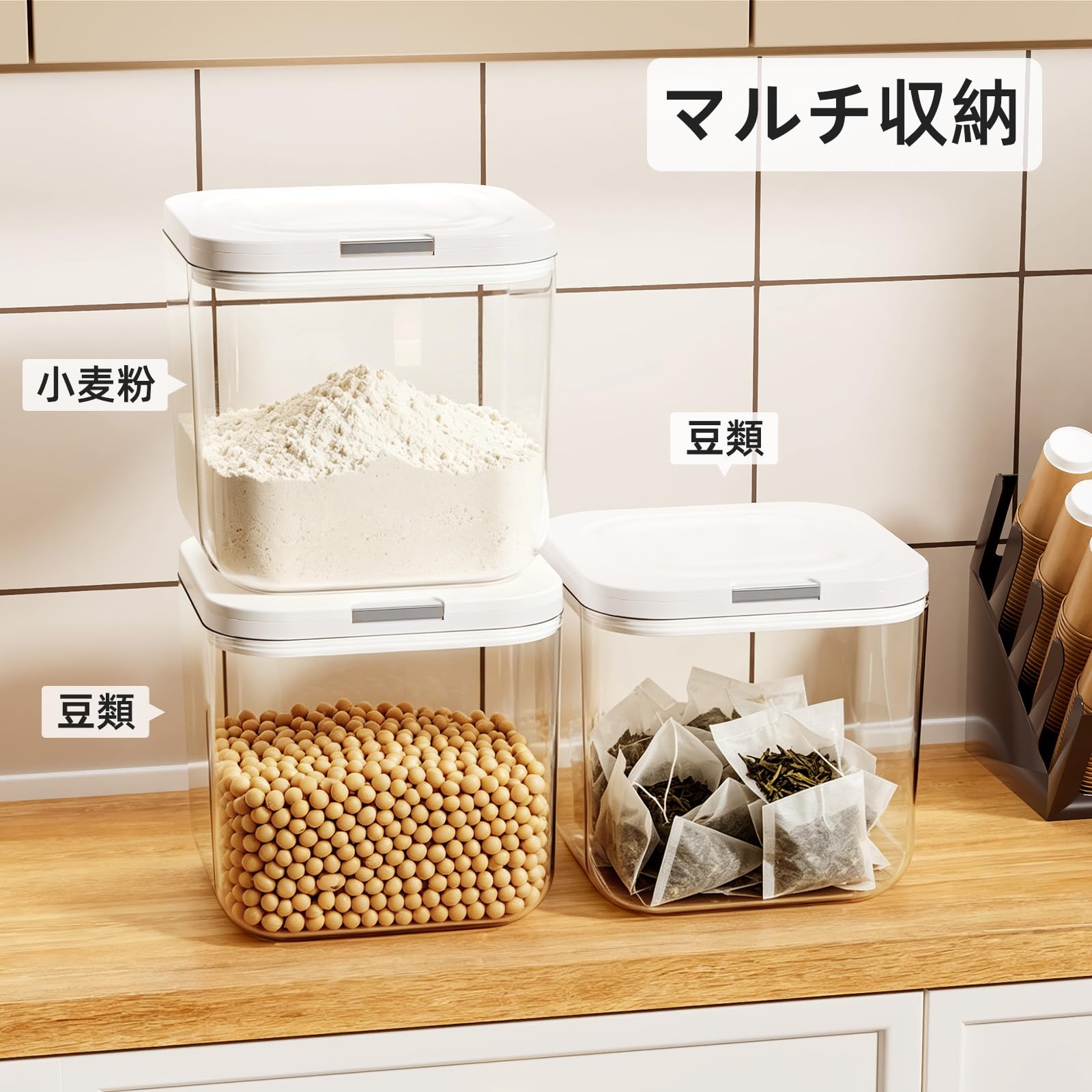 Amazon｜JOYZAN 密閉 米びつ 2kg カップ付 米保存容器 ワンタッチ開閉